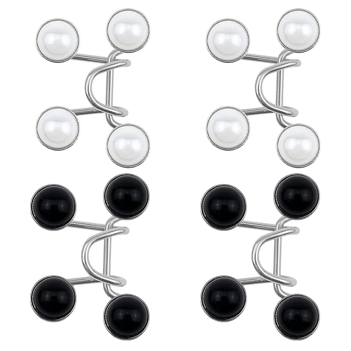 Hsthe Sea 4 Sets Pearl Jean Button Pins Adjustable Waist Buckle Extender Button Detachable Jean Button Pin No Sewing Required Instant Button for Pants Black