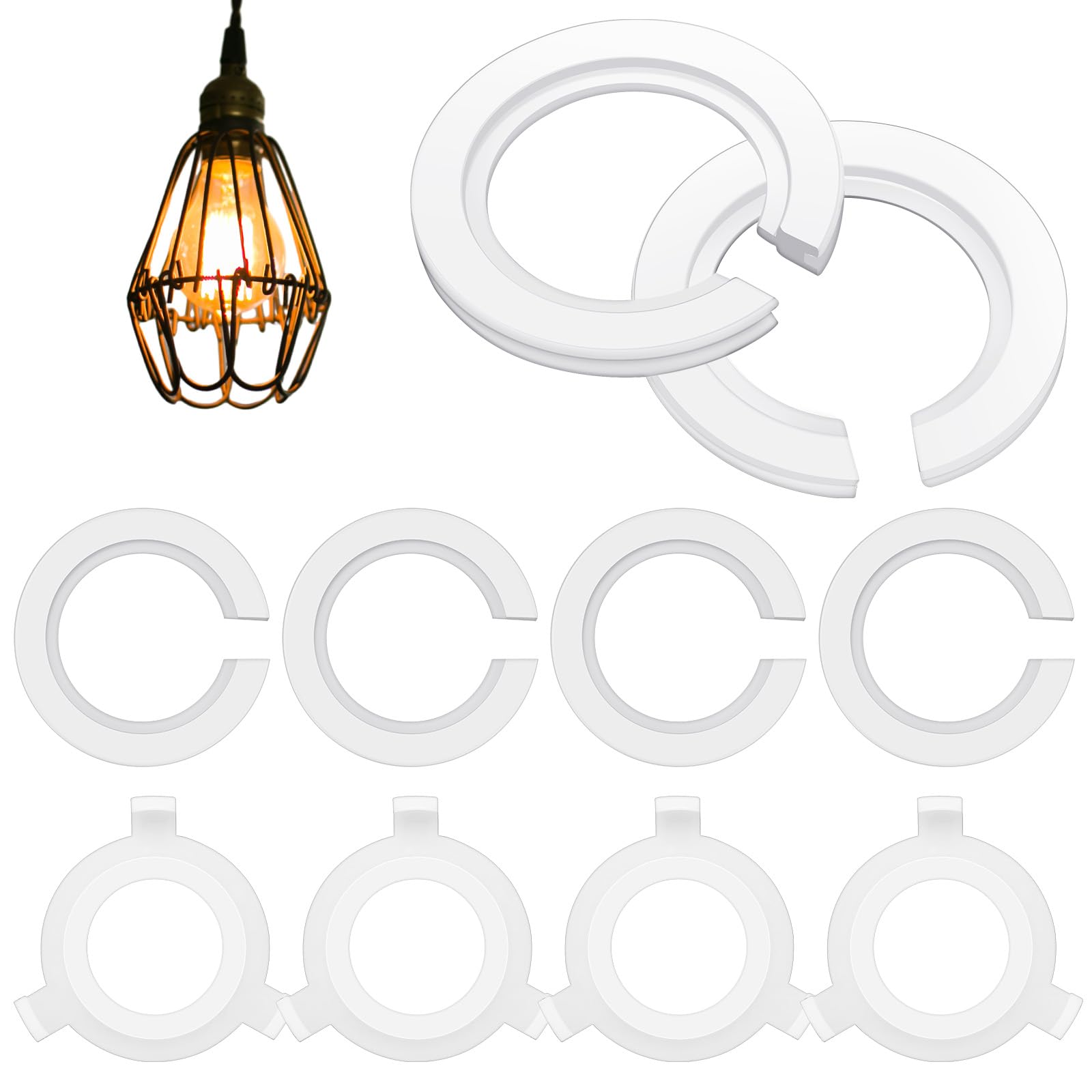 Weewooday 10 Pack E27 to E14 White Lamp Shade Adapter Ring, Plastic Lampshade Reducer Ring Converter, Fitting Light Fixtures Replacement(Lampshade Reducer Ring,29mm) — image 1