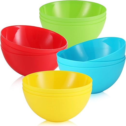 Reusable Hard Plastic Cereal 12 Pack Soup 20 oz Bowls Unbreakable Microwave Kids