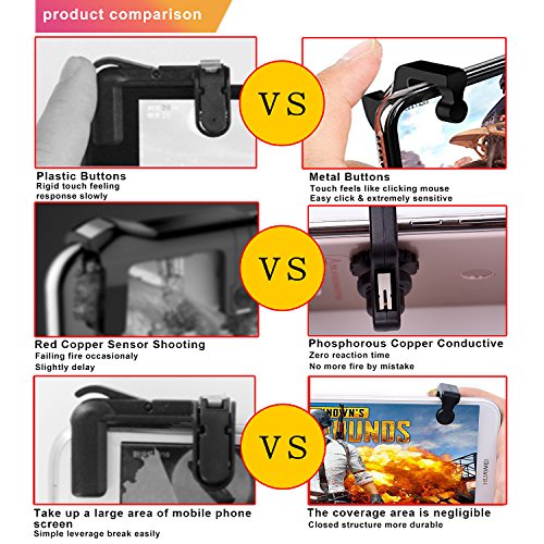 Mobile Game Controller for Fortnite/PUBG/Knives Out/Rules of Survival Button Touch Sensitive Shoot and Aim Triggers Accessories Joystick and Mobile Gamepad for Android IOS Phones Upgraded Version - Thumbnail 2