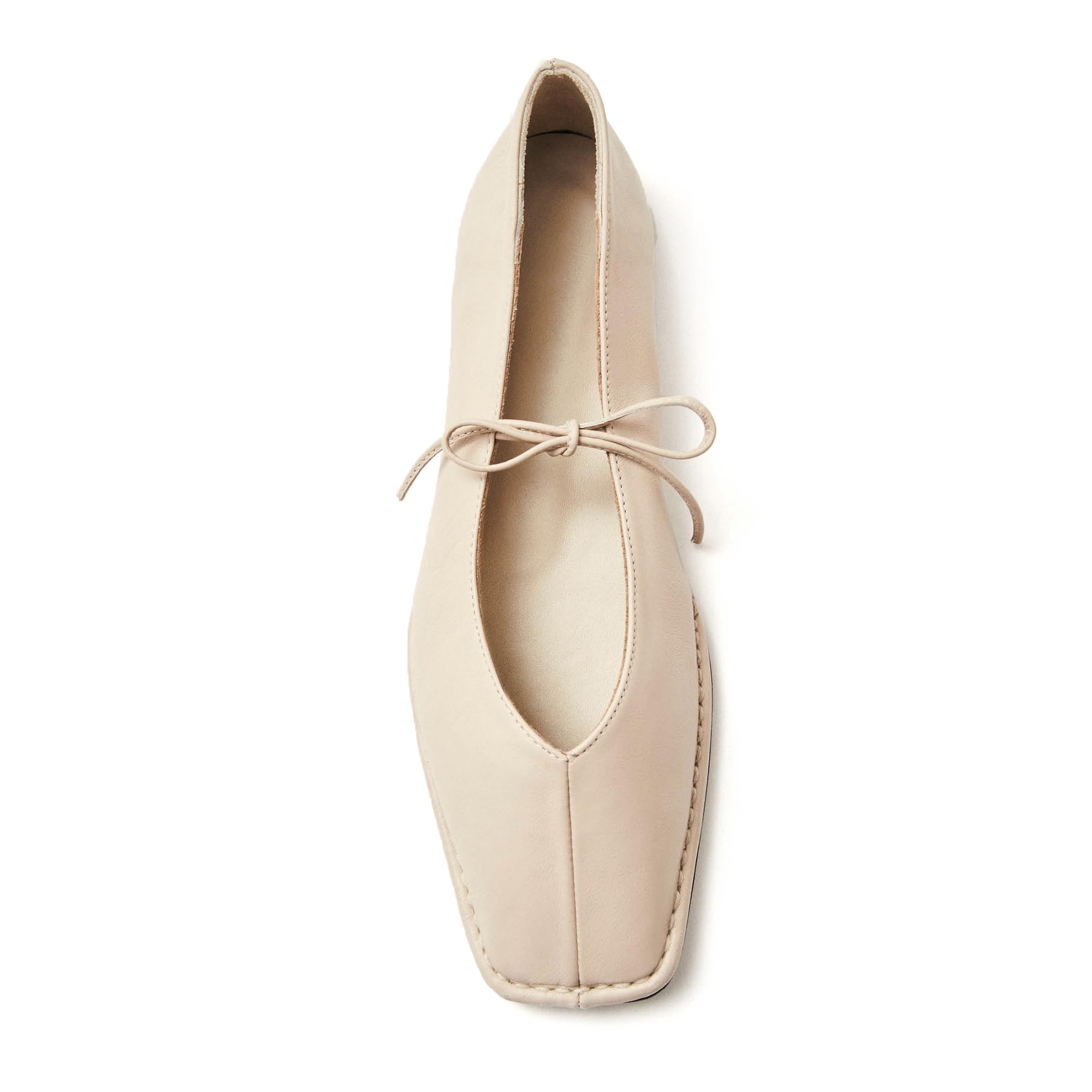 Photo 1 of *MINOR DAMAGE*
VorisVina Lace Up Square Toe Ballet Flats for Women Cute Bow Slip On Mary Jane Flats Casual Ballerina Shoes Cream 7.5