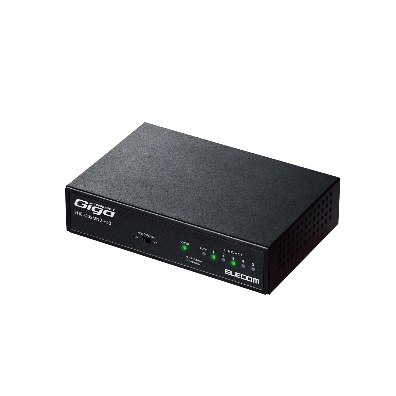 エレコム スイッチングハブ ギガビット 5ポート 金属筐体 マグネット付 電源内蔵 ブラック EHC-G05MN2-HJB商品画像