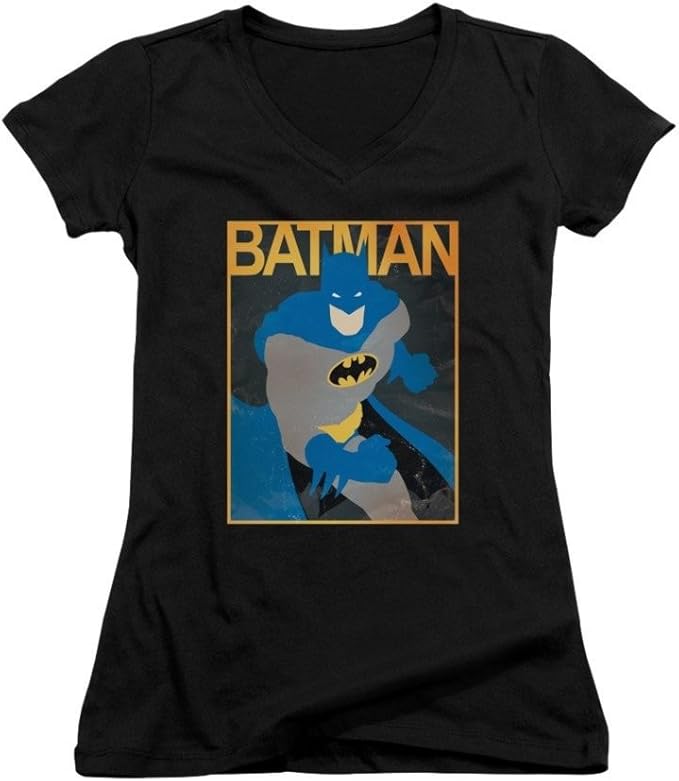 Batman Simple Bm Poster Junior V-Neck T-Shirt 2XL Black at Amazon Women