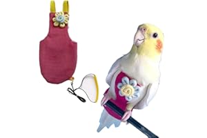 BARN ELEVEN Bird Diaper Harness Flight Suit Clothes with Flying Leash for Parrots Cockatiel Pet Birds, Parrot Clothes, Bird Training Nappy Suit Liners Clothes (Medium,Rose Red)