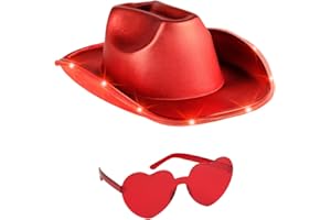 Funcredible Light Up Cowboy Hat and Glasses - Holographic Led Cowboy Hats for Women - Space Cowgirl Costume Outfit