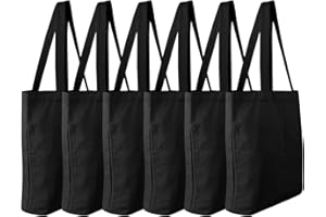 Faylapa 3/5/6/12 Packs Canvas Tote Bags,Heavy Duty Reusable Grocery Shopping Bag 13.6"x 15.3" Blank Cotton Bags for DIY