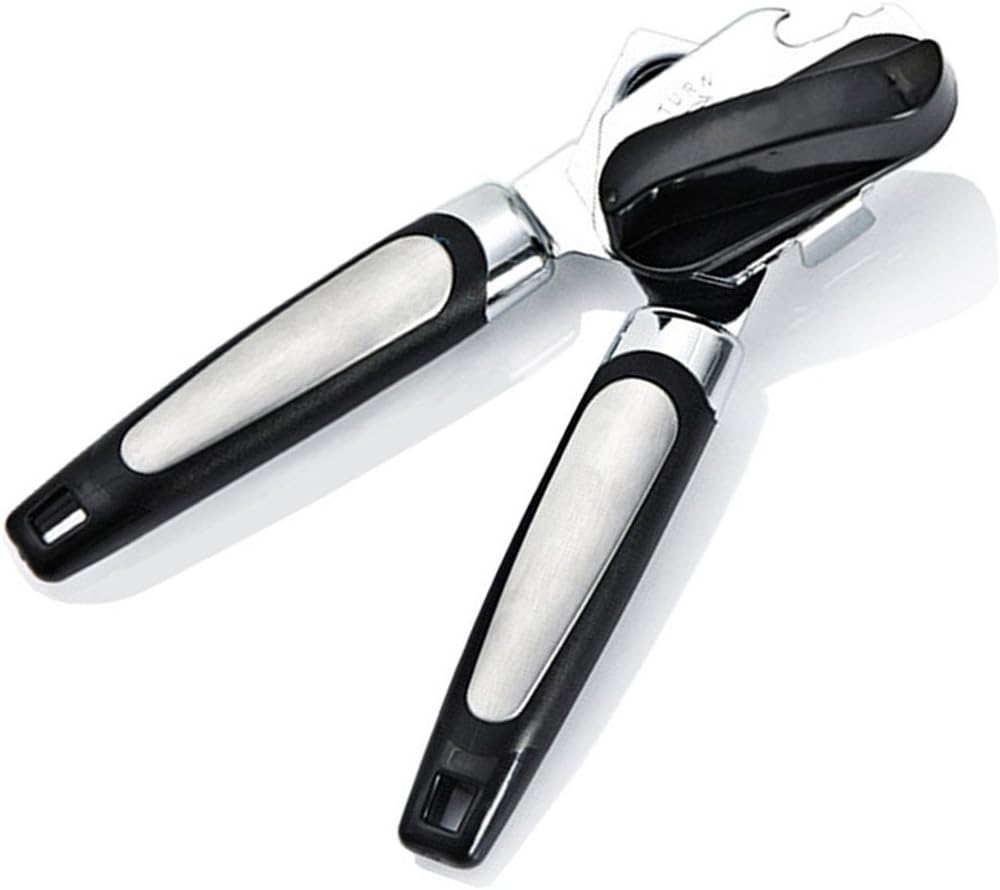3-in-1 Manual Can Opener, Manual Cordless Tin Opener with Lids Off Jar Opener and Bottle Opener in One, with Non-Slip Tin Opener Handle Smooth Edge and Stainless Sharp Blade