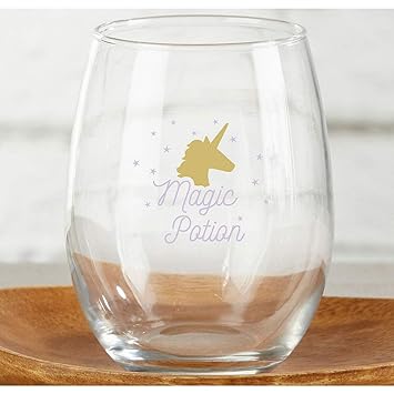 Amazon Com Elegani Unicorn Stemless Wine Glasses 4ct Bridal Shower