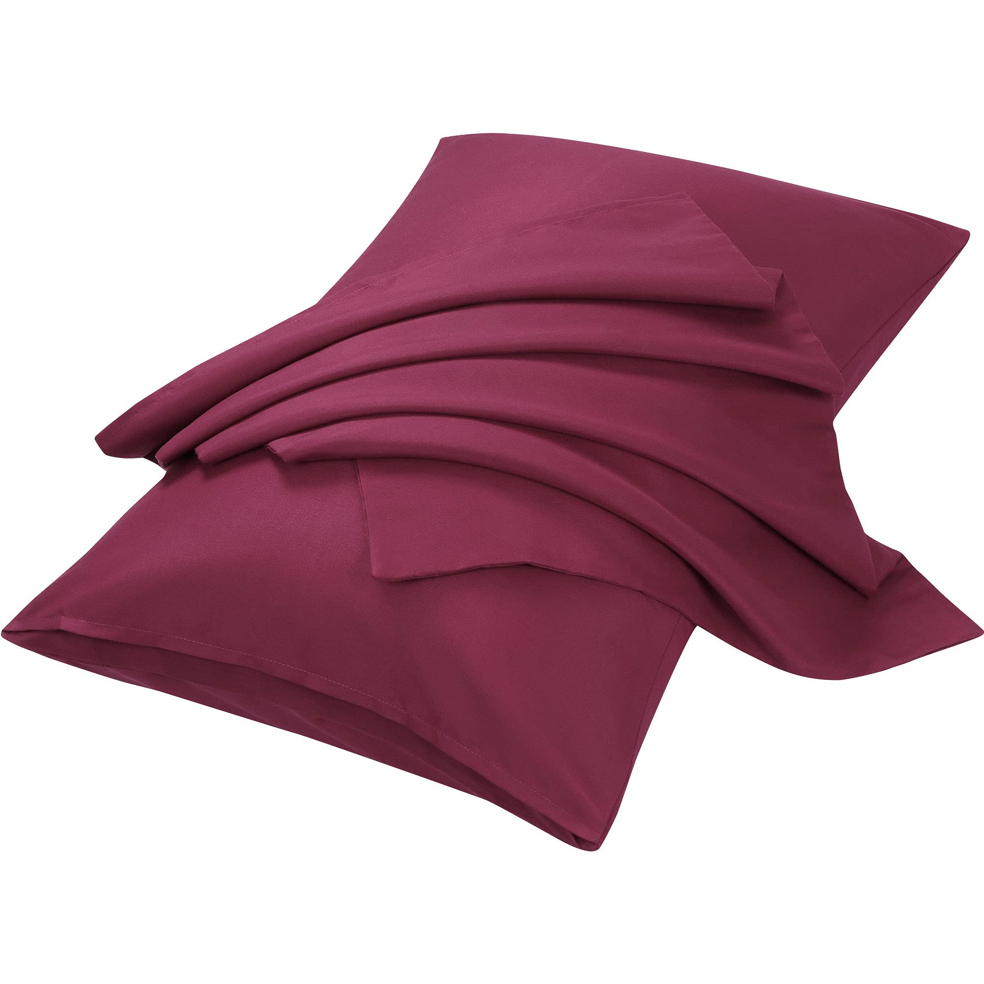 sourcing map 2 Packs Pillow Cases Double Brushed Microfiber Pillowcases - Envelope Closure, Pillowcases Covers Wine 50 x 90cm