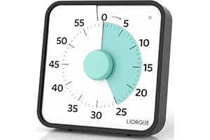 LIORQUE 60 Minute Visual Timer for Kids and Adults, Non-Ticking 7.5 Inch Large Visual Countdown Timers for Classroom Desk Countdown Clock with Magnetic Backing, Kids Pomodoro Timer Clock