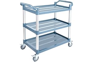 Aimoly 3-Tier Rolling Utility Cart on Wheels, 540 lbs Capacity Utility Service Cart, Commercial Kitchen Cart with 4 Lockable 