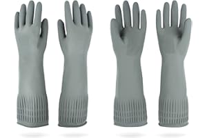 DABOGOSA MAMISON 2 Pairs Rubber Gloves - Long Rubber Gloves Dishwashing Gloves Large