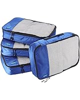 AmazonBasics 4-Piece Packing Cube Set - Medium, Blue