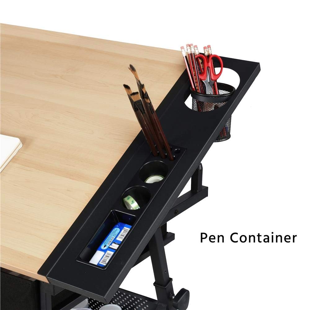 Home Office Furniture Topeakmart Height Adjustable Drawing Drafting Table Draft Desk Tiltable ...