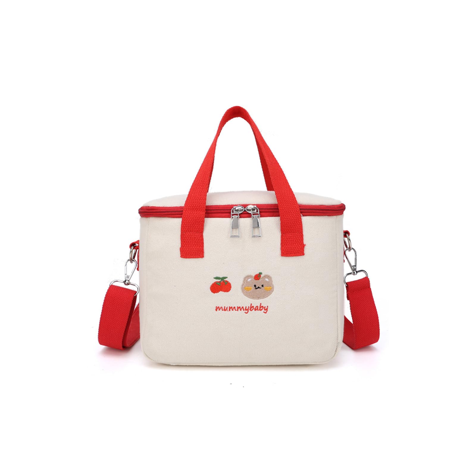 PORRASSO Lunch Bag Insulated Cooler Bag Crossbody Lunch Box Bag Storage Bag Waterproof Leak-Proof Cool Thermal Lunch Tote for Work Camping Outdoor BBQ Party Red