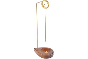 Curawood Incense Holder for Sticks - 11.4" Tall Reverse Style Incense Burner Holder with Mess Free Ash Catcher Tray - Modern & Minimalist Design Incense Sticks Holder with Brass & Walnut Wood Elements