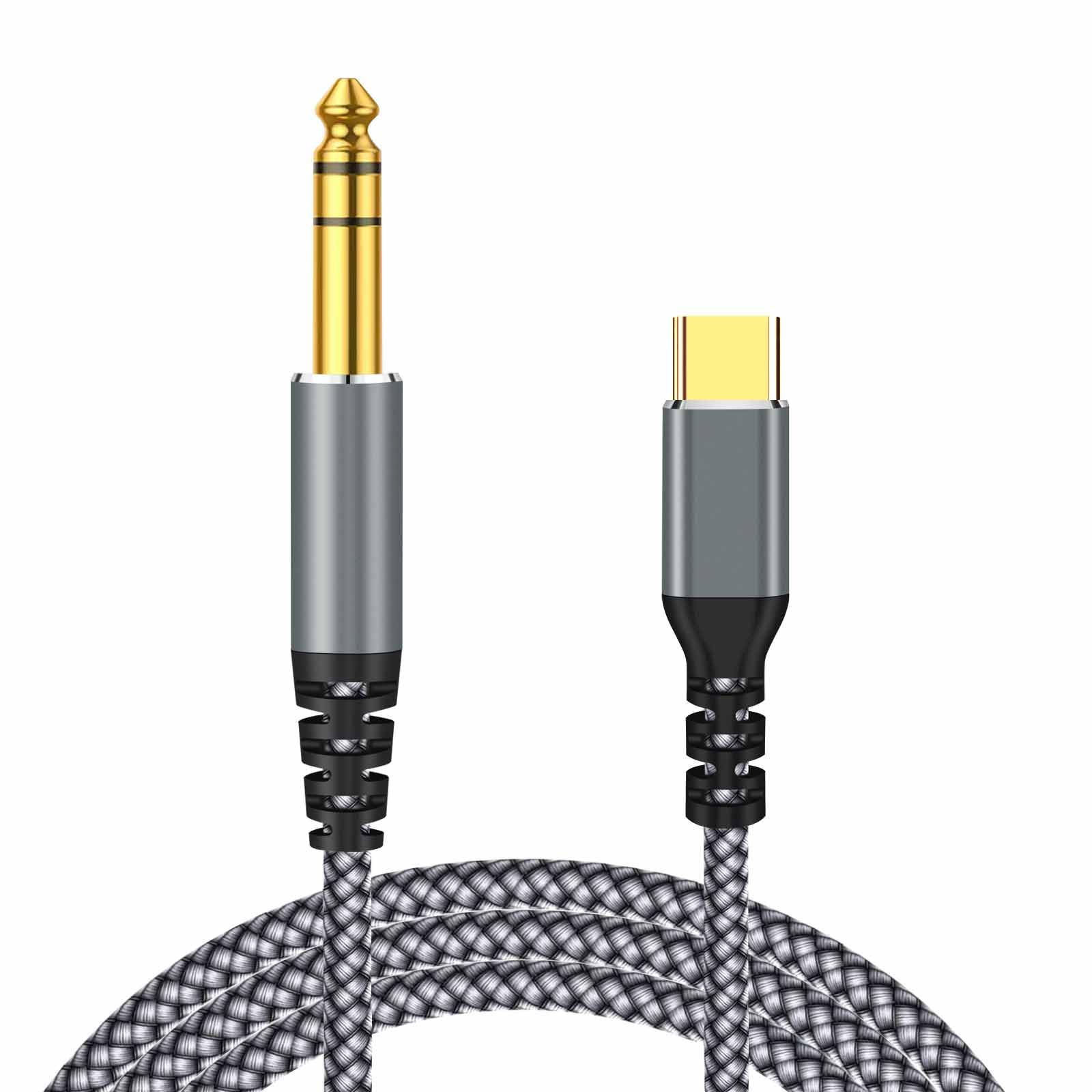 View 1 of ?MFi Certified? USB C to 6.35mm TRS Stereo Audio Cable, 10FT Type C to 1/4" Audio Adapter Aux Jack Stereo Cable for i-Phone 15, Pixel 5XL, Amplifier, Home Theater, Speaker [Not Support Recording]