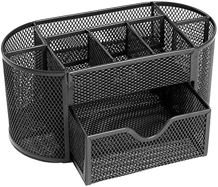 Desk Tidy Mesh Set Office Organiser Tray Multi-functional Pencil Pot Suitable For Stuffs And School Teacher Or Students. (black)
