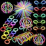 500PCs Glow Sticks LED Light Up Party Favors Bulk Glow in the Dark Party Supplies Includes Glowsticks, Bracelets, Glasses, Butterfly Hair Clip Accessories, Hair Clasp Glow Birthday Party Pinatas