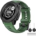 OVERSTEP for Garmin Instinct Band, Soft Silicone Replacement Watch Strap Compatible with Garmin Instinct 2, Solar, Tactical, Crossover - Army Green