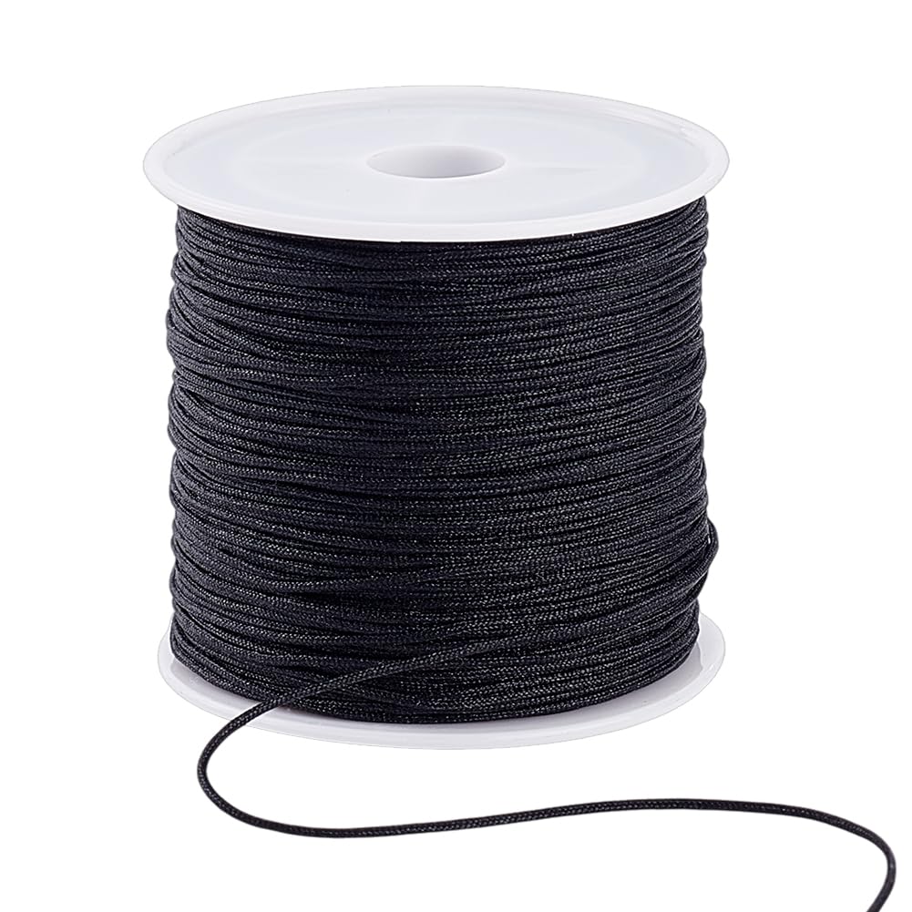 PH PandaHall 49 Yards 0.8mm Nylon Thread Black Nylon Cord Bracelet String Fine Beading Thread for Custom Jewellery Making Woving Knotting Braiding Phone Charm Making DIY Crafts