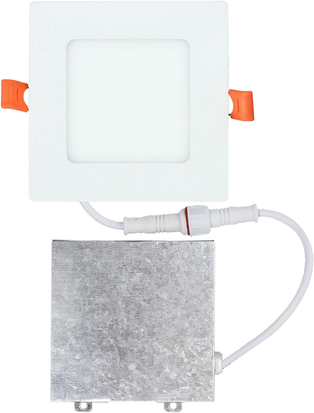 OSTWIN 4 inch 9W (45 Watt Repl.) IC Rated LED Recessed Low Profile Slim Square Panel Light with Junction Box, Dimmable, 5000K Daylight 630 Lm. No Can Needed ETL & Energy Star Listed: Home Improvement