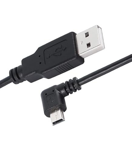 QIANRENON 90 Degree Angle Mini USB Round Recessed Waterproof Extension Cable Mini USB 5 Pin Right Angle Male To Female Panel Mount Cable, Threaded To Dashboard Or Panel,28cm/11in (up Bend Male - View #6