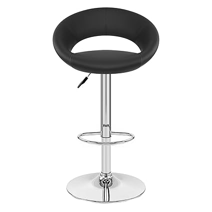 TIED RIBBONS Designer Letheratte Bar Stool Chair for caf, Bar, Home, Living Room, Kitchen(Black, Letheratte and Steel)