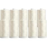 Connecting Threads Ivory 100% Cotton Thread 10pc 1200yd Spools | 50 weight thread for sewing machine, handsewing, and quilting, color Ivory