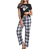 difficort Womens Pajama Sets Short Sleeve Pjs Tops with Long Pants Sleepwear Lounge Set with Pocket