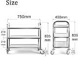 ybaymy 3 Tier Stainless Steel Trolley 750x400x835mm Kitchen Cart view 3