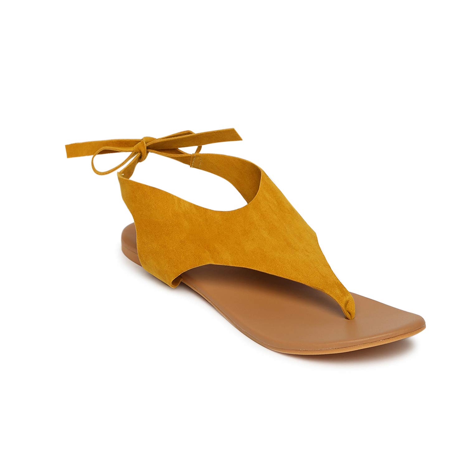 Buy STALK Women's Yellow Mustard Tie Up Sandals Flat at Amazon.in