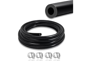 SDZONGES Vacuum Hose Automotive, 5FT ID 1/4"(6mm) Vacuum Hose, 130PSI Max Pressure (4pcs Clamps include).