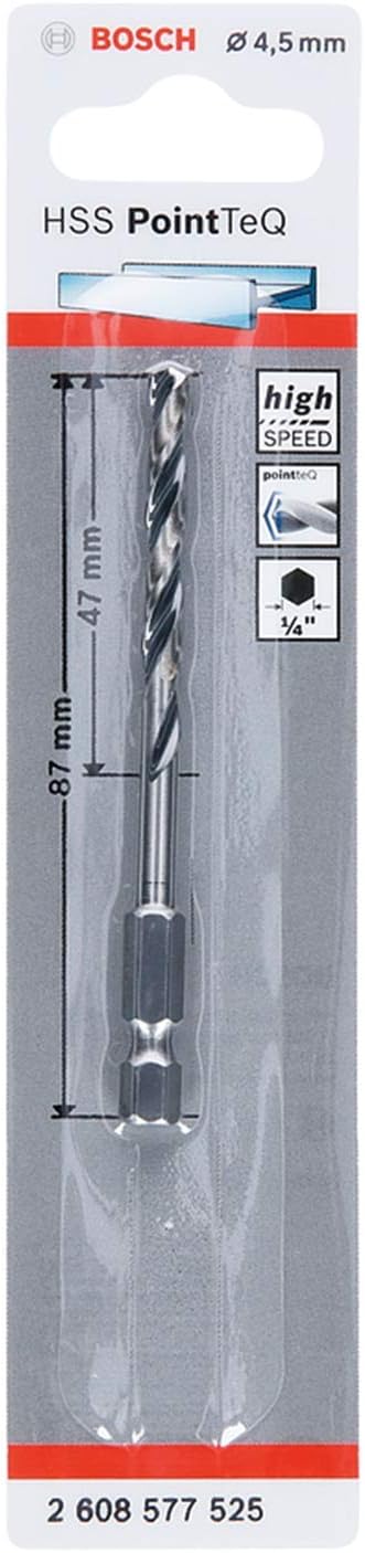 Bosch PointTeQ Hex Drill Bit 4.5 mm Ø 87 mm 1/4 in Hex Shank Metal