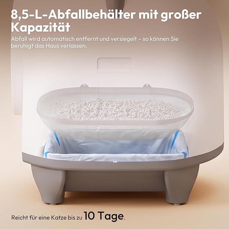 Automatisches Katzenklo 90L, App-Steuerung, Sicherheitssensoren
