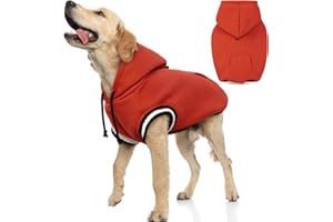 FUAMEY Dog Hoodie,Winter Dog Fleece Sweaters Pet Warm Sweatshirt Pet Pullover Dog Clothes with Pocket Soft Warm Christmas Outfit Puppy Vest with Leash Hole for Small Medium Large Dogs Red XL