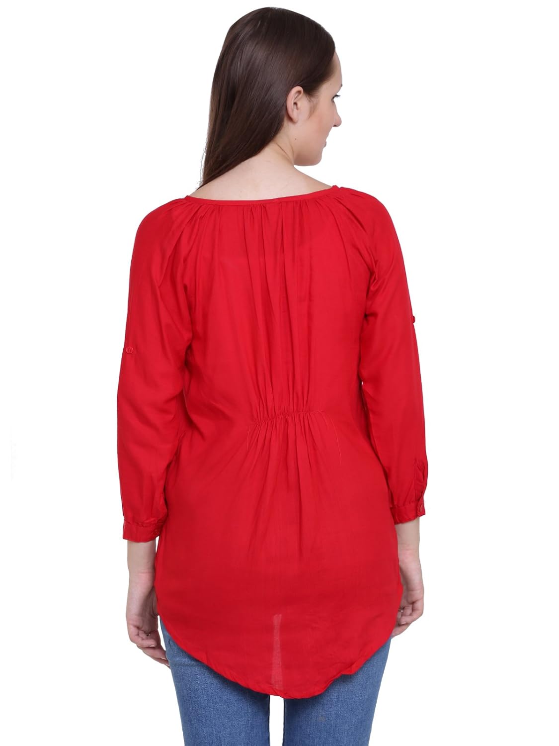 papsara red rayon slub women's long top