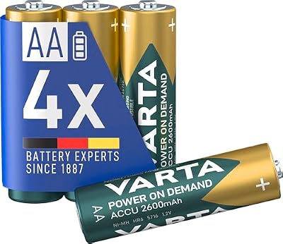 Batterie ricaricabili AARechargeable Ready2Use precaricata Mignon Ni-Mh (pacco da 4, 2600mAh), ricaricabile senza effetto Memory - pronta all'uso