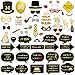 30th Birthday Party Photo Booth Props (52Pcs) for Her Him Dirty Thirty 30th Birthday Gold and Black Decorations, Konsait Big 30 Birthday Party Supplies for Men and Women