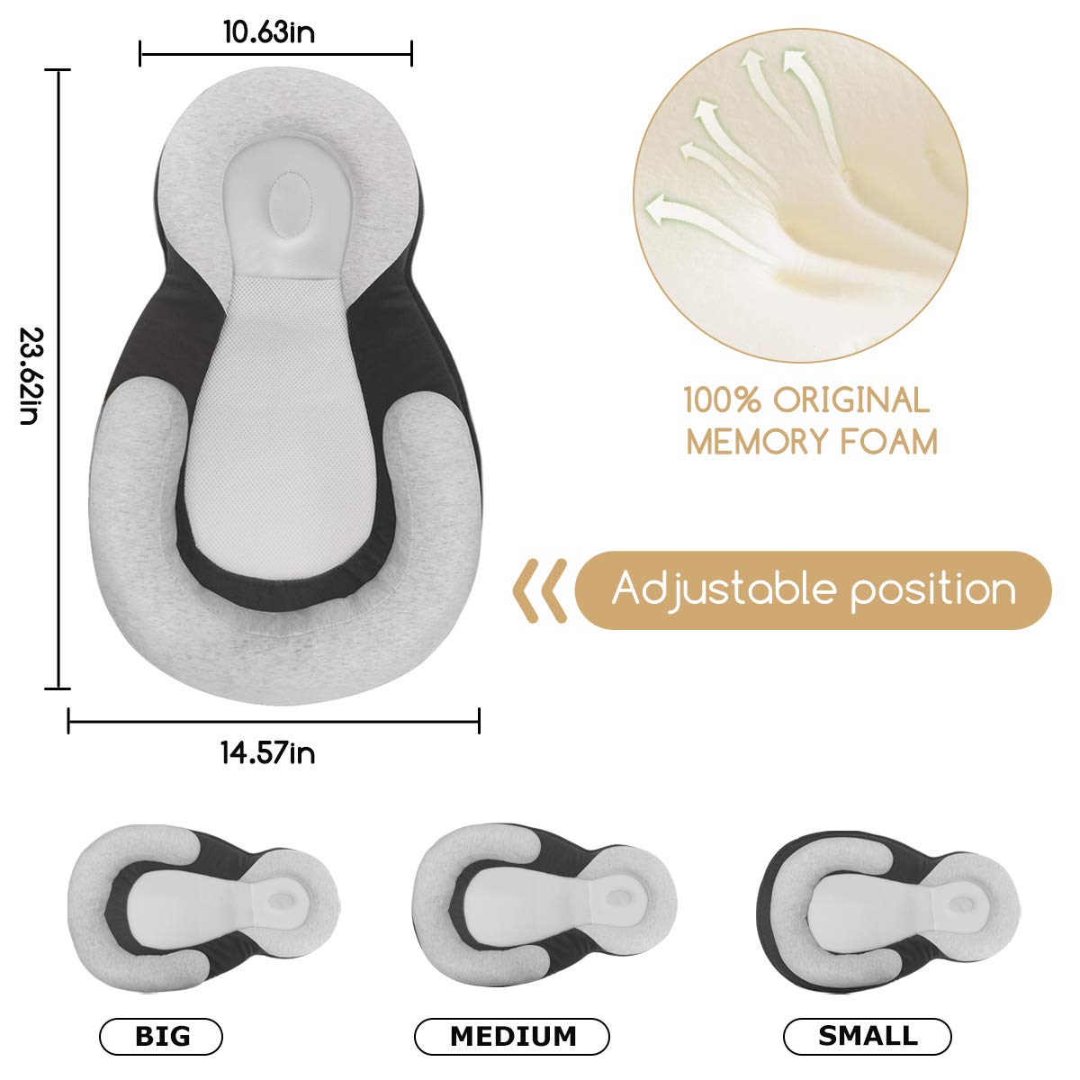 Mestron Portable Baby Bed Babies Head Support Pillow Newborn Baby Mattress Lounger Nest for Baby Sleep Positioning Comfortable Easy Cleaning Sleeping Lounger for 0 12 Months Baby Lounger: Baby