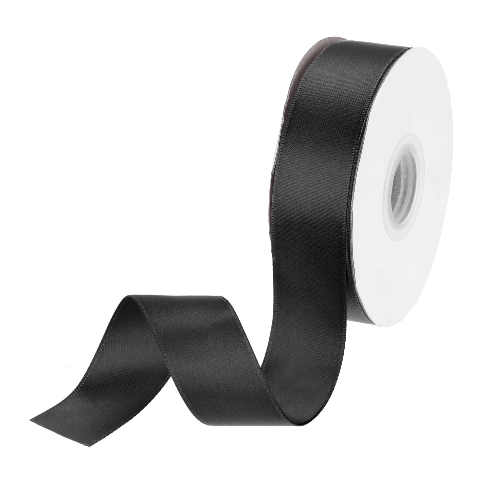 DMiotech 25mm Satin Ribbon 23m/75ft Thin Double Face Fabric Grosgrain Ribbon for Gift Wrapping Floral Hair Flower Bouquet, Black