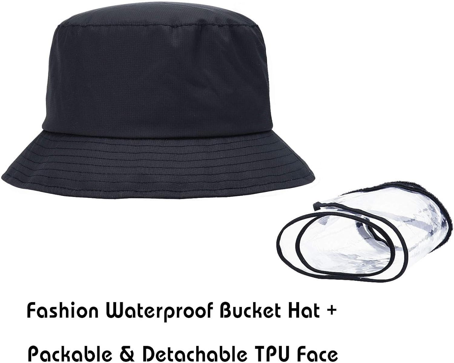 DOCILA Waterproof Face Cover Bucket Rain Hat for Men Outdoor Quick Dry Windproof Fisherman Sun Caps (Face Cover-Black) at  Men’s Clothing store