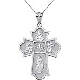 Claddagh Gold 925 Sterling Silver Holy Spirit 4-Way Cross Medal Pendant Necklace