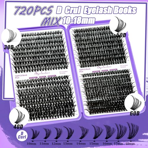 DNSGOOR DIY Eyelash Extension Kit 840 Lash Cluster Mirror Eyelash Box,Eyelash Gluing and Sealing,Eyelash Removal,Tweezer Brush Mini Applicator