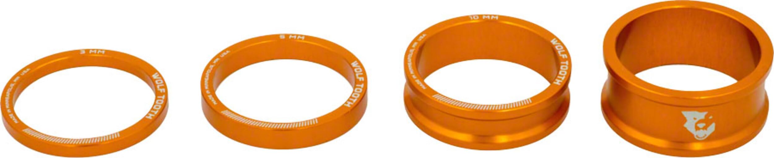 Wolf Tooth | Precision Premium headset Spacers KIT1 | Orange | Lightweight Aluminium Headset Accessories Wide Colour Range