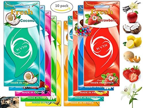 Kigmay Aromatherapy Premium Car Air Freshener and Odor Remover - Multi Pack French Perfume - Melon, Fruits, Ocean, Vanilla, New Car, Bubble Gum, Anti Tobacco, Lemon - Pack of 8