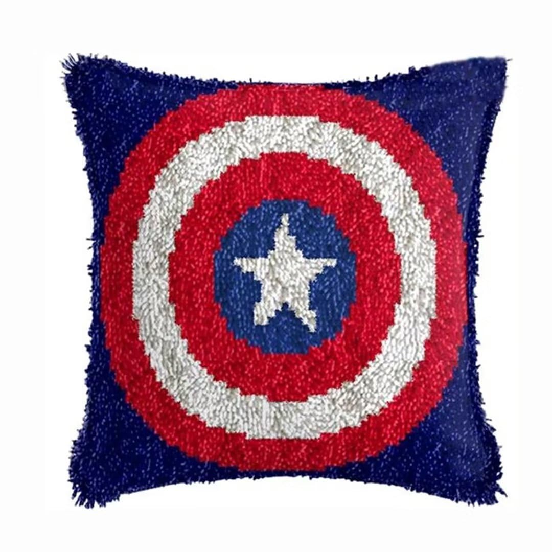 ROCKY&CHAO Latch Hook Kit Shields 43x43cm DIY Pillow Case Cushion Cover 17X17Inch Cross Stitch Embroidery Home Decor