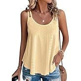 koiqzlv Summer Tank Tops Embroidery for Women Sleeveless Loose Fit Scoop Neck Casual Blouse Sexy Cute Cami for Womens Trendy