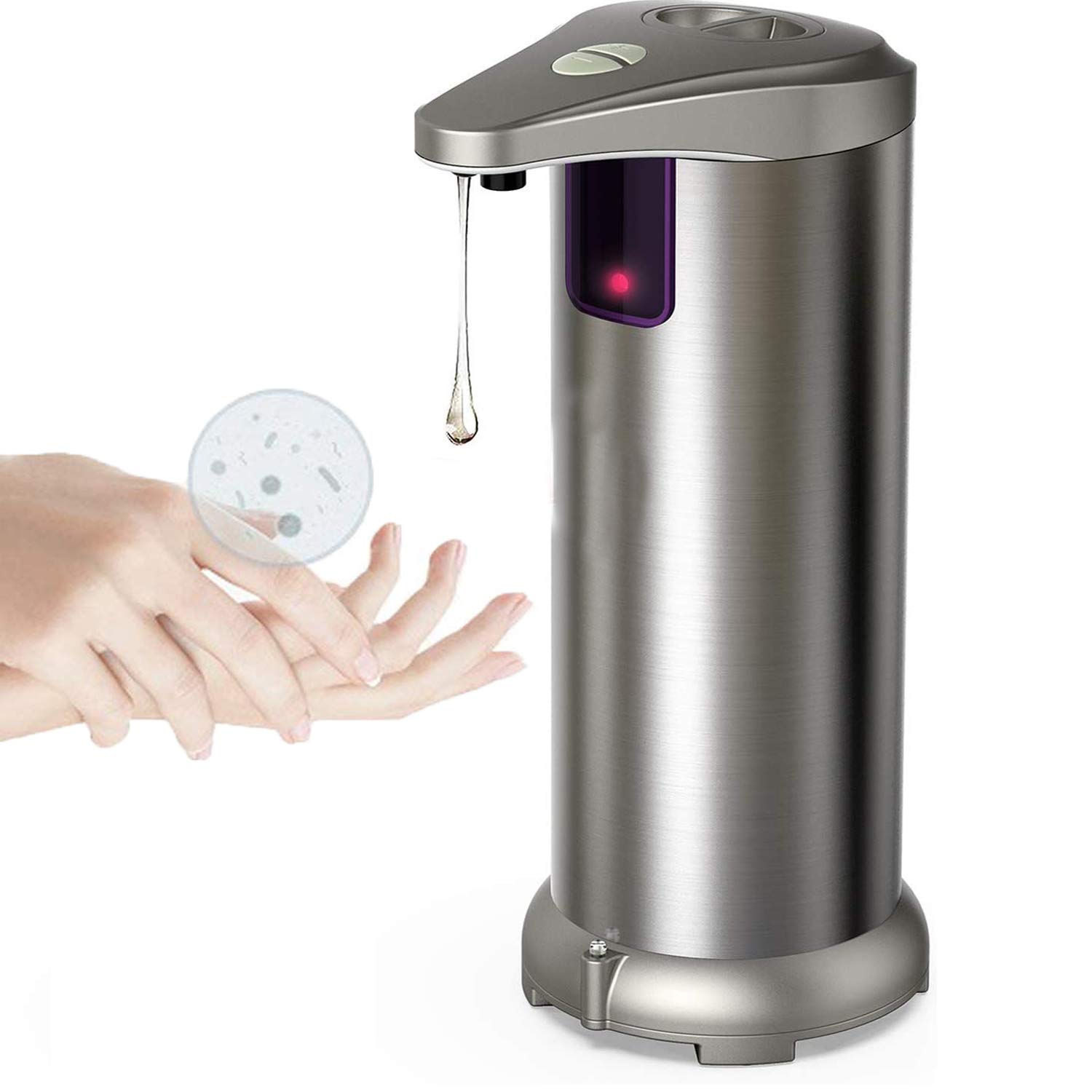 HOPORISE Automatic Touchless Soap Dispensers, 0.S Level Infrared Sensor Soap Dispenser with Adjustable Output Switch for Bathroom, Kitchen, Hotel, Restaurant,Portable & IP65 Waterproof