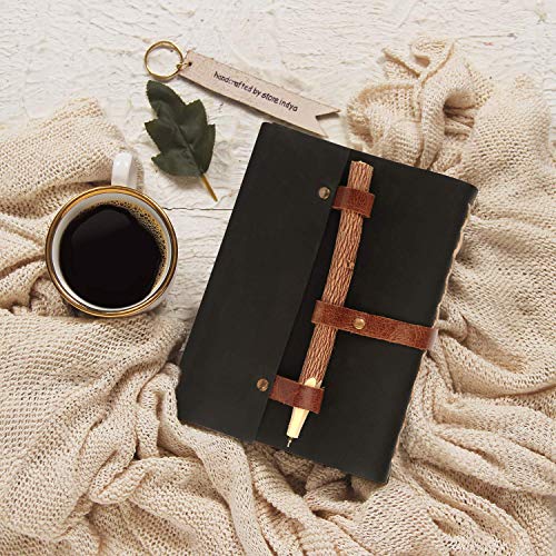 Journal Leather Bound Notebook with Hand Stitched Unlined Eco Friendly Pages for Men Women 7 x 5 inches - Travel Diary Notebooks Daily Notepad for Art Sketchbook